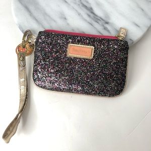 Lilly Pulitzer Black Pink Green Glitter Wristlet